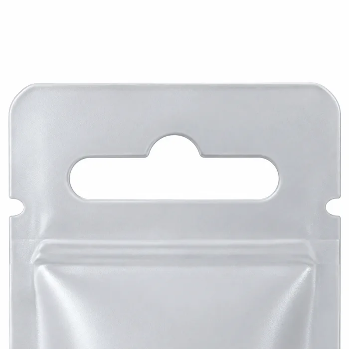 The round hang hole punched into the top of a pouch for retail display