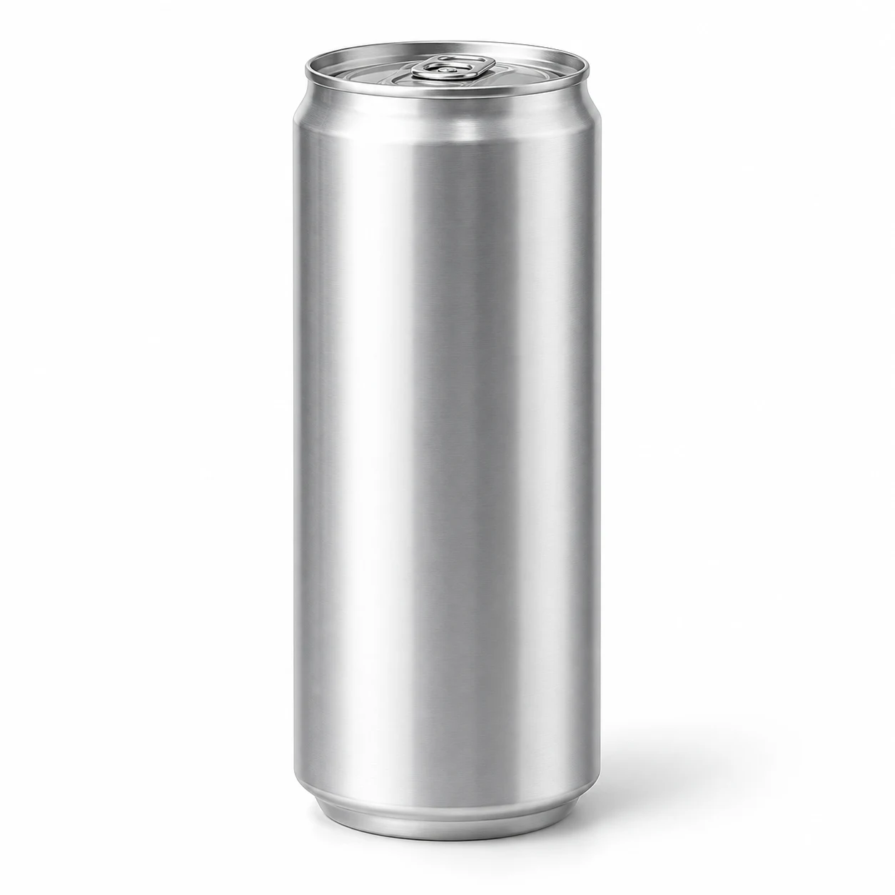 Tall slim aluminium beverage can, unlabelled