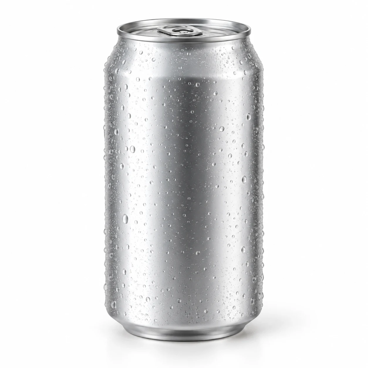 Chilled aluminium beverage can beaded with condensation