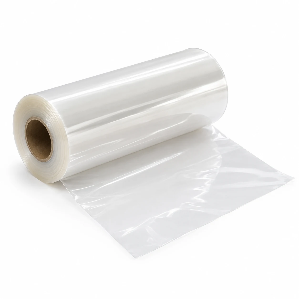 Roll of biodegradable film with a sheet of film unwound in front of it