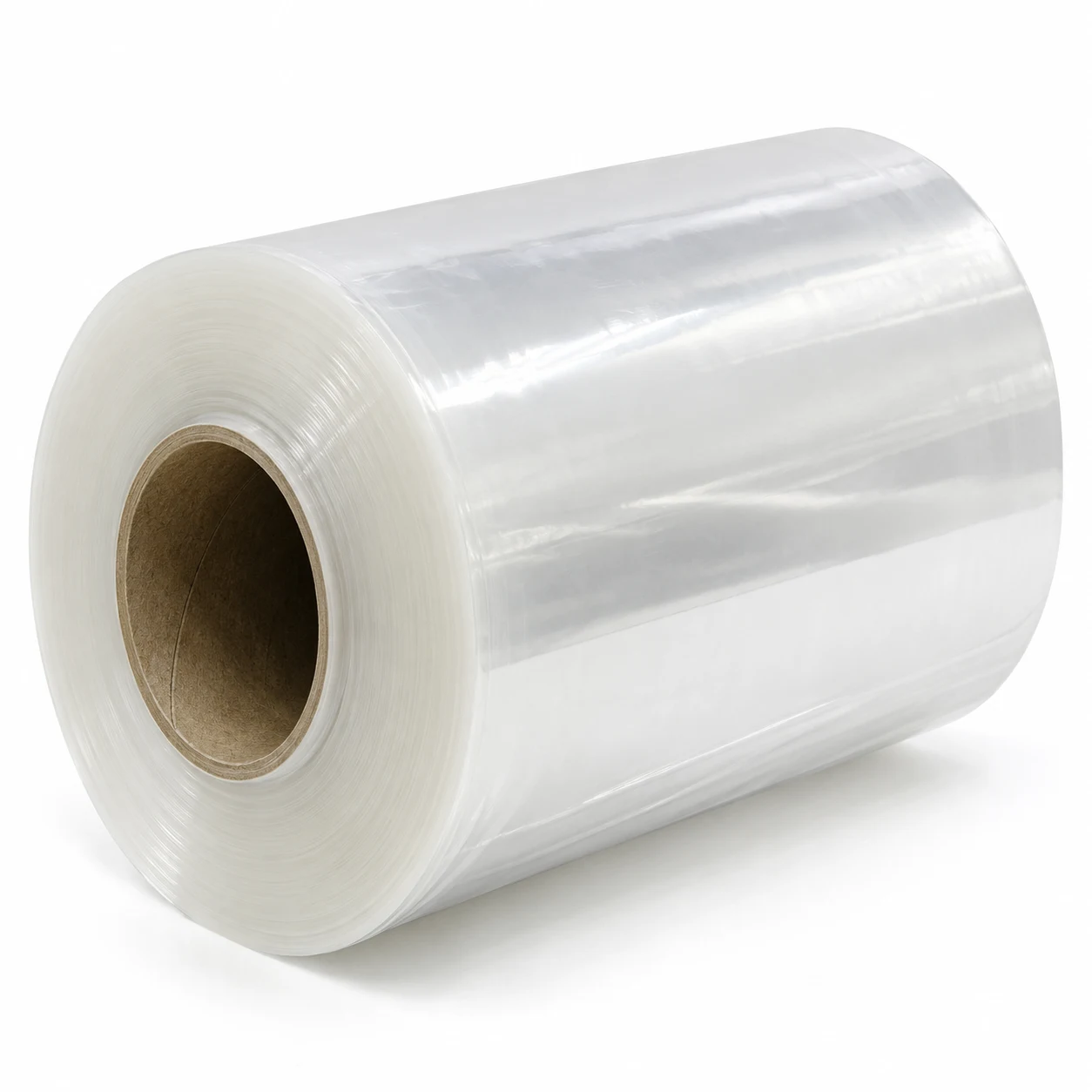 Roll of PBAT biodegradable film with the web lifting away from the reel