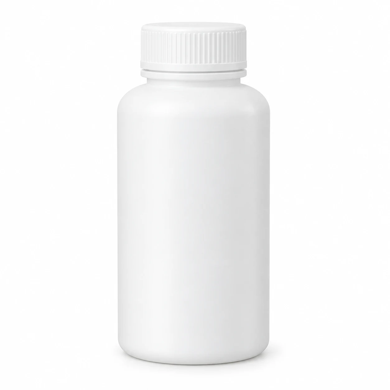 White HDPE tablet bottle with a wide tamper-evident screw cap