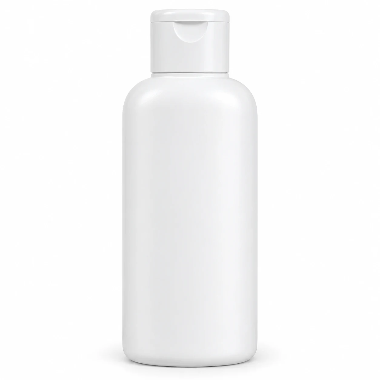 White HDPE bottle with a flip-top cap, oval in section