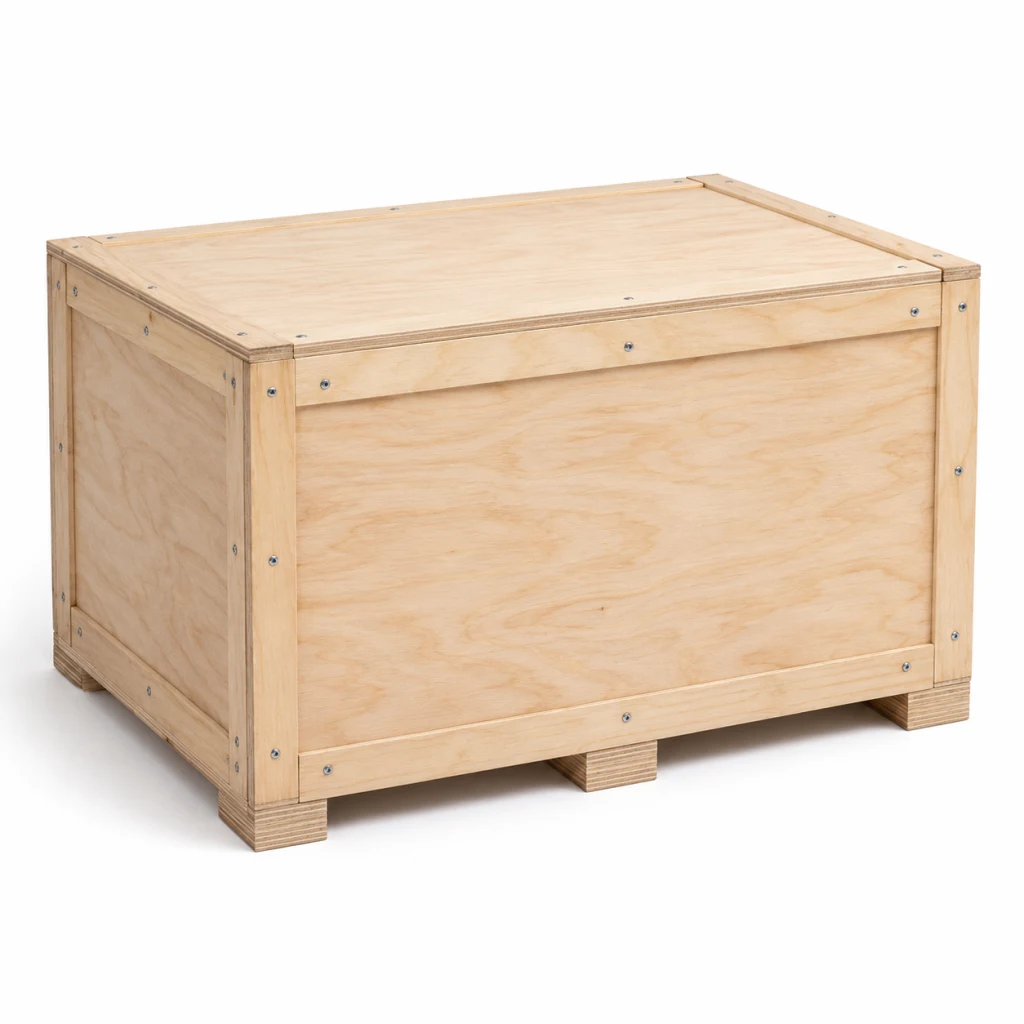 Plywood export case with a nailed batten frame, closed