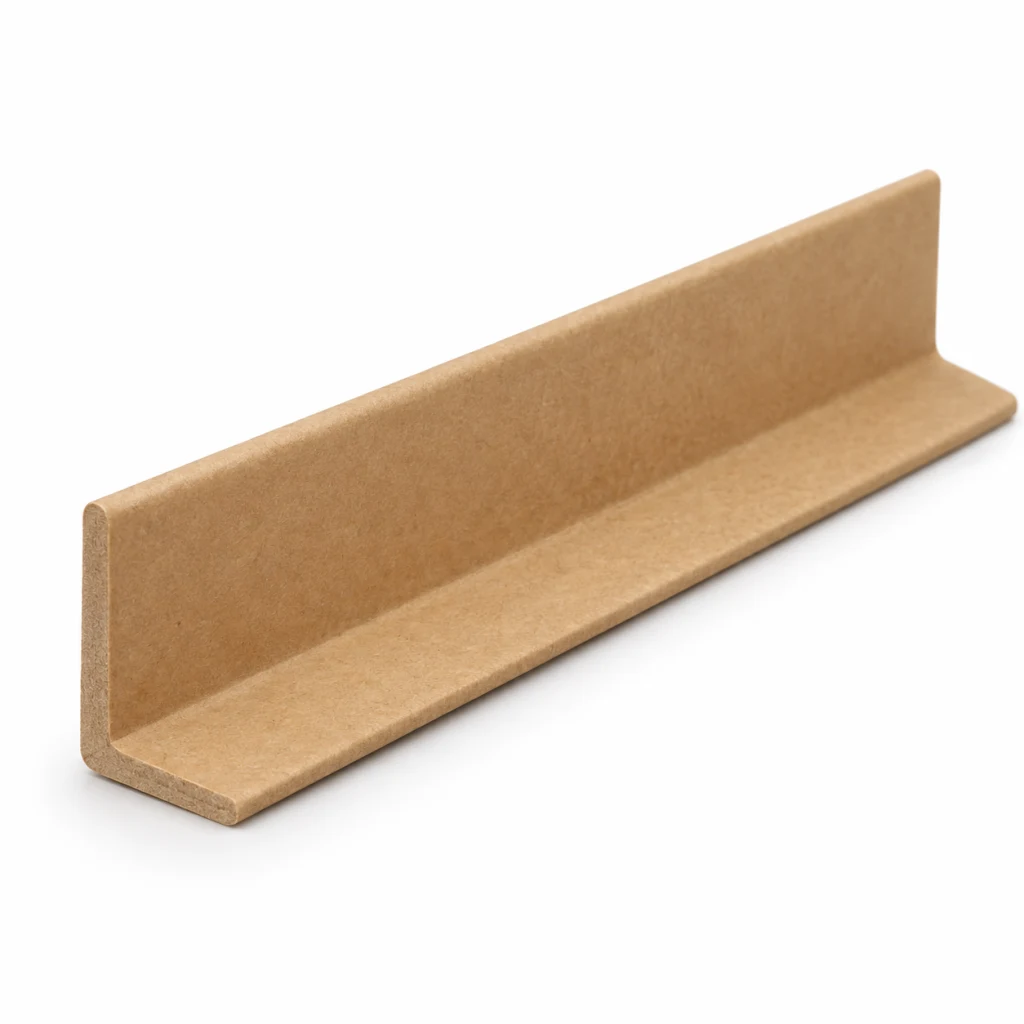 Kraft paper edge board in an L profile, seen along its length