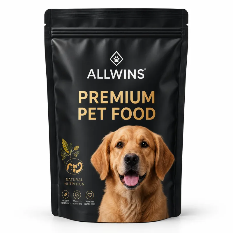 A red ALLWINS protein stand-up pouch
